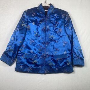 Peony Brand Shanghai China Reversible Satin Jacket Women’s Size 38 Red Blue